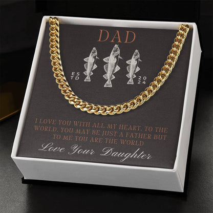 Dad- You are the world-Cuban Link Chain - Essential Home Zone Essential Home Zone 14K Yellow Gold Finish / Standard Box Jewelry Dad- You are the world-Cuban Link Chain