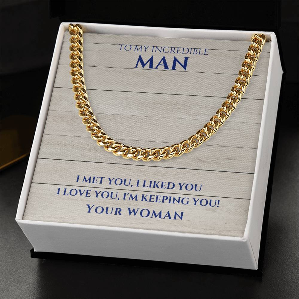 Husband- I met you-Cuban Link Chain - Essential Home Zone Essential Home Zone 14K Yellow Gold Finish / Standard Box Jewelry Husband- I met you-Cuban Link Chain