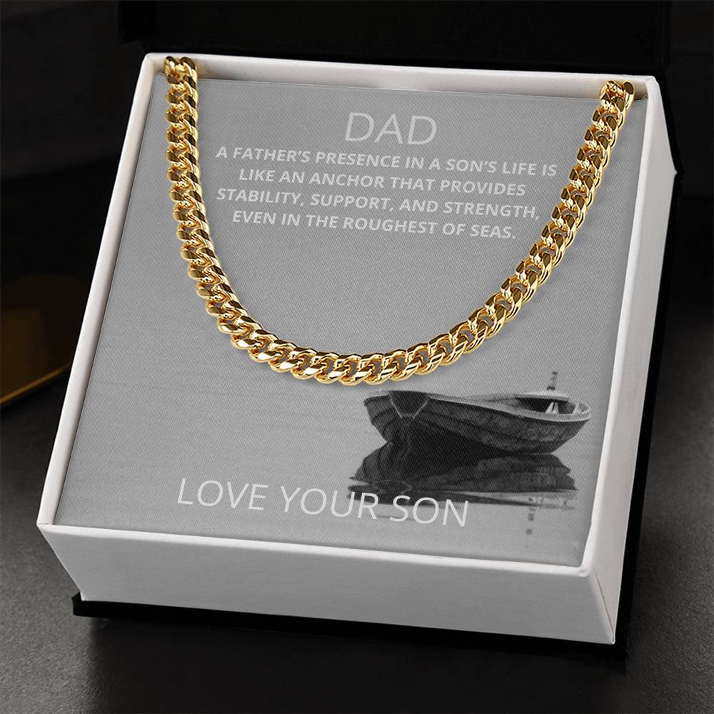 Dad- A father's presence-Cuban Link Chain - Essential Home Zone Essential Home Zone 14K Yellow Gold Finish / Standard Box Jewelry Dad- A father's presence-Cuban Link Chain