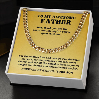 Dad- The endless love-Cuban Link Chain - Essential Home Zone Essential Home Zone 14K Yellow Gold Finish / Standard Box Jewelry Dad- The endless love-Cuban Link Chain