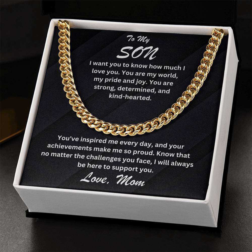 Son- You are my world-Cuban Link Chain - Essential Home Zone Essential Home Zone 14K Yellow Gold Finish / Standard Box Jewelry Son- You are my world-Cuban Link Chain