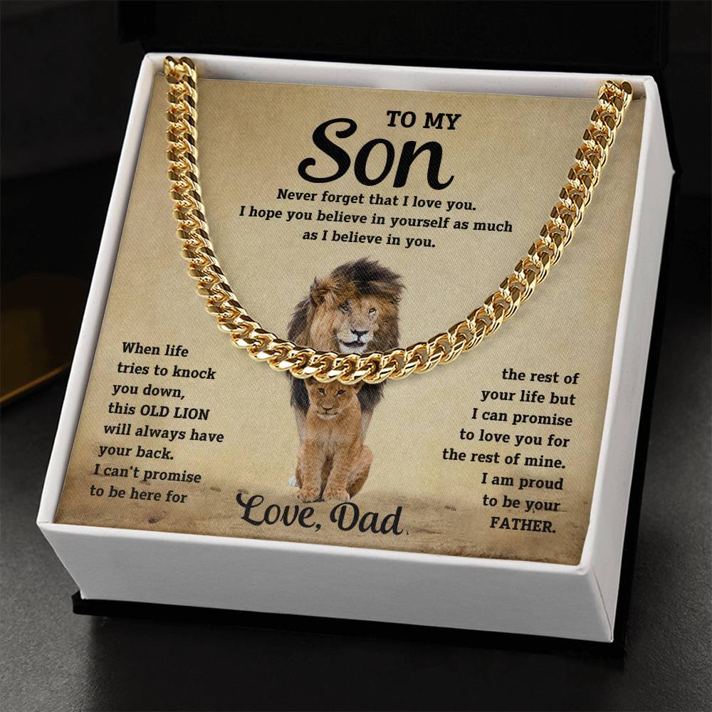 Son- Believe in yourself-Cuban Link Chain - Essential Home Zone Essential Home Zone 14K Yellow Gold Finish / Standard Box Jewelry Son- Believe in yourself-Cuban Link Chain