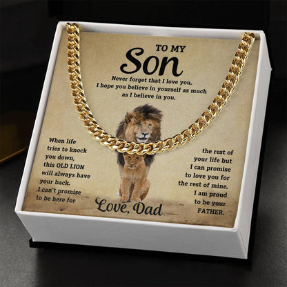 Son- Believe in yourself-Cuban Link Chain - Essential Home Zone Essential Home Zone 14K Yellow Gold Finish / Standard Box Jewelry Son- Believe in yourself-Cuban Link Chain