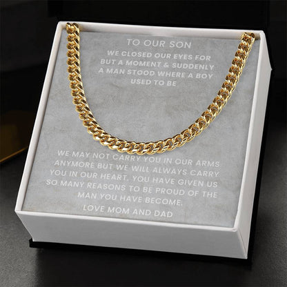 Son- The man you have become-Cuban Link Chain - Essential Home Zone Essential Home Zone 14K Yellow Gold Finish / Standard Box Jewelry Son- The man you have become-Cuban Link Chain