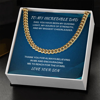 Dad- My guiding light-Cuban Link Chain - Essential Home Zone Essential Home Zone 14K Yellow Gold Finish / Standard Box Jewelry Dad- My guiding light-Cuban Link Chain