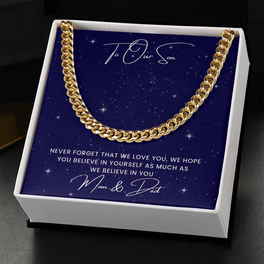 Son- Believe in yourself-Cuban Link Chain - Essential Home Zone Essential Home Zone 14K Yellow Gold Finish / Standard Box Jewelry Son- Believe in yourself-Cuban Link Chain