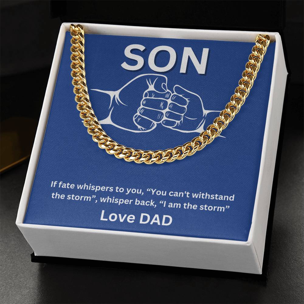 Son- I am the storm -Cuban Link Chain - Essential Home Zone Essential Home Zone 14K Yellow Gold Finish / Standard Box Jewelry Son- I am the storm -Cuban Link Chain