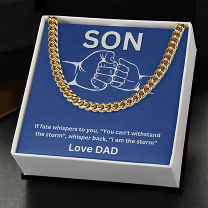 Son- I am the storm -Cuban Link Chain - Essential Home Zone Essential Home Zone 14K Yellow Gold Finish / Standard Box Jewelry Son- I am the storm -Cuban Link Chain