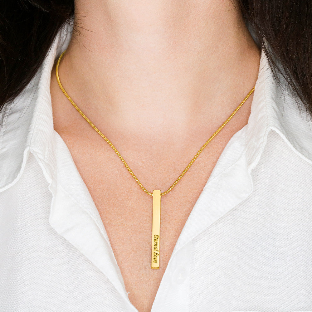 Holiday Gift-Engraved 4-Sided Stick Necklace