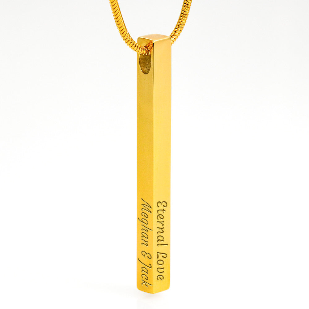 Holiday Gift-Engraved 4-Sided Stick Necklace