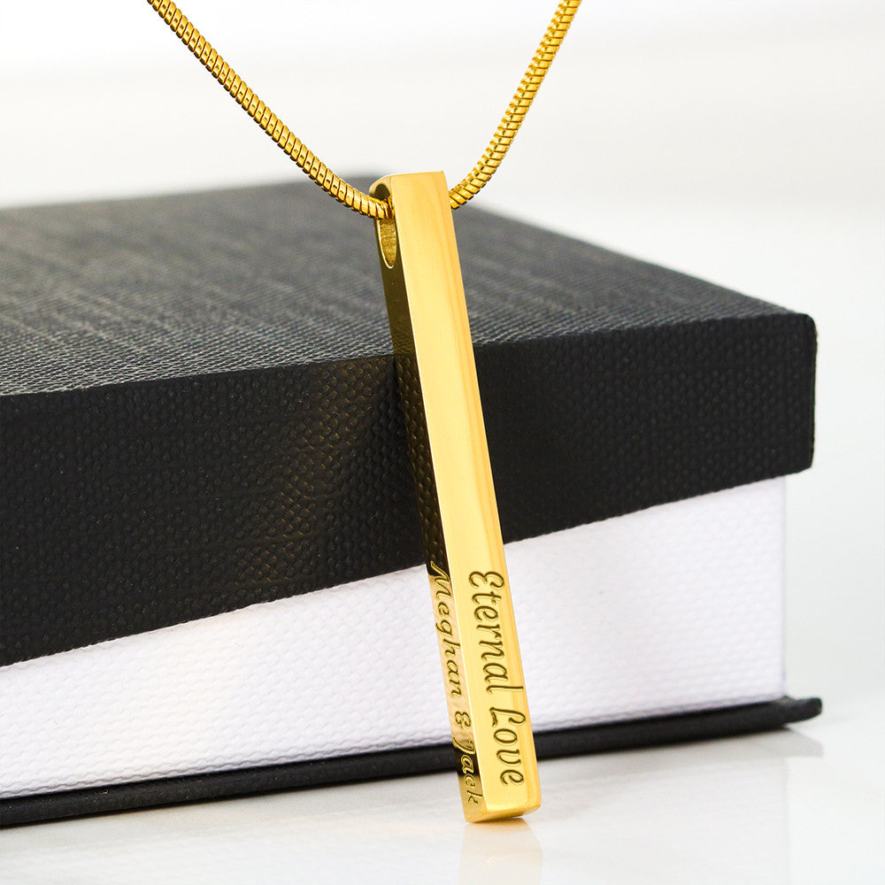 Holiday Gift-Engraved 4-Sided Stick Necklace