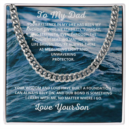 Dad-Give your special someone a classic necklace that shows off their strength and style! Our Personalized message Cuban Link Chain 6