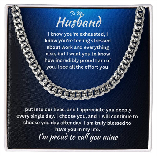 Husband- I am truly blessed -Cuban Link Chain - Essential Home Zone Essential Home Zone Jewelry Husband- I am truly blessed -Cuban Link Chain