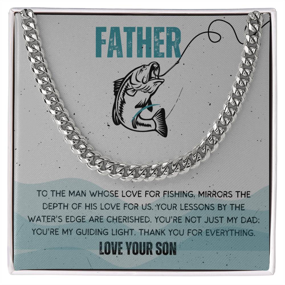 Dad- Love for fishing-Cuban Link Chain - Essential Home Zone Essential Home Zone Jewelry Dad- Love for fishing-Cuban Link Chain