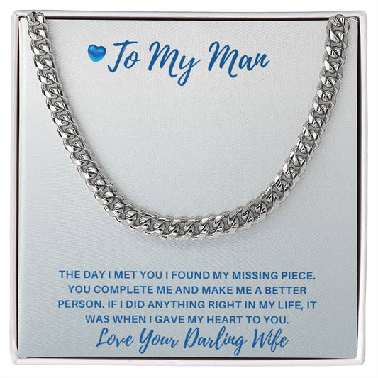 My Man-Give your special someone a classic necklace that shows off their strength and style! Our Cuban Personalized Message Link Chain 86