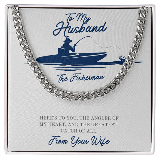 Dad- Angler of my heart-Cuban Link Chain - Essential Home Zone Essential Home Zone Jewelry Dad- Angler of my heart-Cuban Link Chain