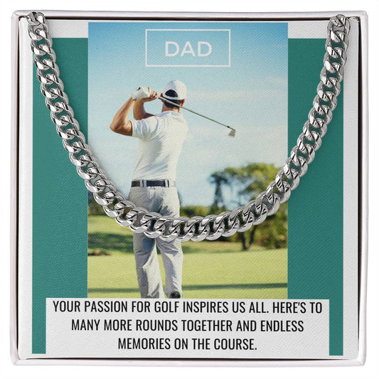 Dad- Passion for golf-Cuban Link Chain - Essential Home Zone Essential Home Zone Jewelry Dad- Passion for golf-Cuban Link Chain