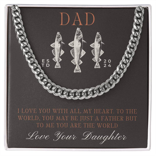 Dad- You are the world-Cuban Link Chain - Essential Home Zone Essential Home Zone Jewelry Dad- You are the world-Cuban Link Chain