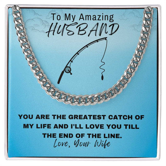 Husband- Greatest catch-Cuban Link Chain - Essential Home Zone Essential Home Zone Jewelry Husband- Greatest catch-Cuban Link Chain