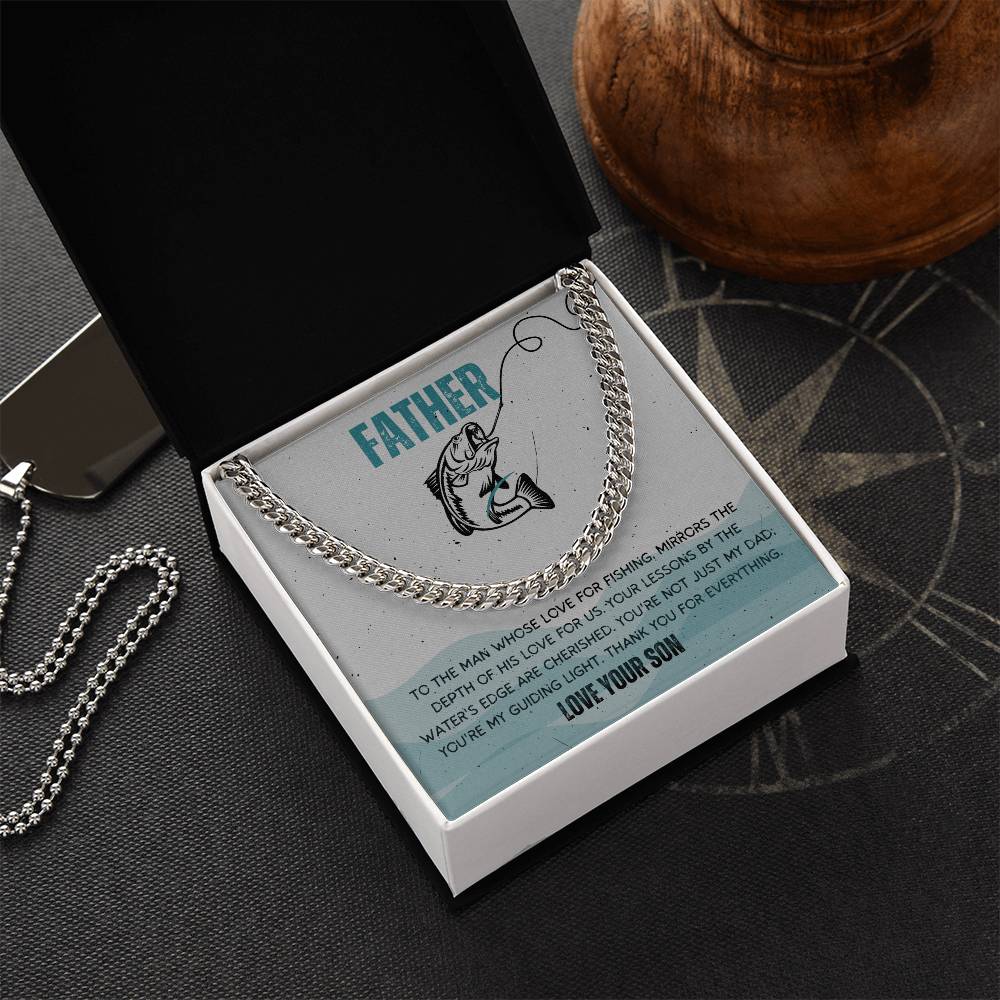 Dad- Love for fishing-Cuban Link Chain - Essential Home Zone Essential Home Zone Jewelry Dad- Love for fishing-Cuban Link Chain