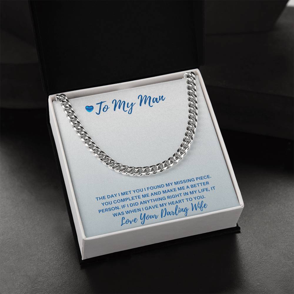 My Man-Cuban Link Chain with a Message Card 86