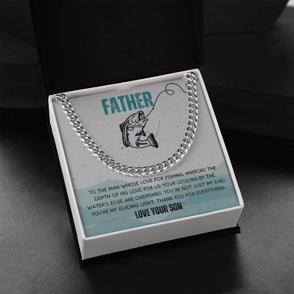 Dad- Love for fishing-Cuban Link Chain - Essential Home Zone Essential Home Zone Jewelry Dad- Love for fishing-Cuban Link Chain