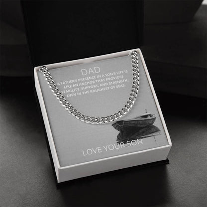 Dad- A father's presence-Cuban Link Chain - Essential Home Zone Essential Home Zone Jewelry Dad- A father's presence-Cuban Link Chain