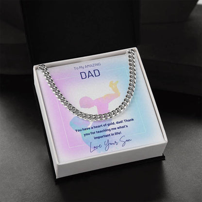 Dad- A heart of gold-Cuban Link Chain - Essential Home Zone Essential Home Zone Jewelry Dad- A heart of gold-Cuban Link Chain