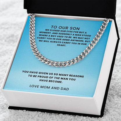 Son- The man you have become-Cuban Link Chain - Essential Home Zone Essential Home Zone Stainless Steel / Standard Box Jewelry Son- The man you have become-Cuban Link Chain