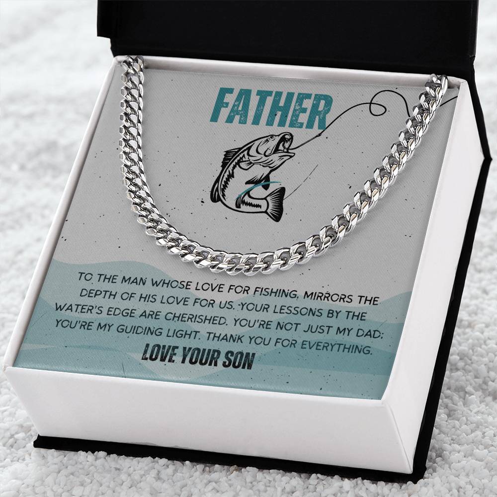 Dad- Love for fishing-Cuban Link Chain - Essential Home Zone Essential Home Zone Stainless Steel / Standard Box Jewelry Dad- Love for fishing-Cuban Link Chain