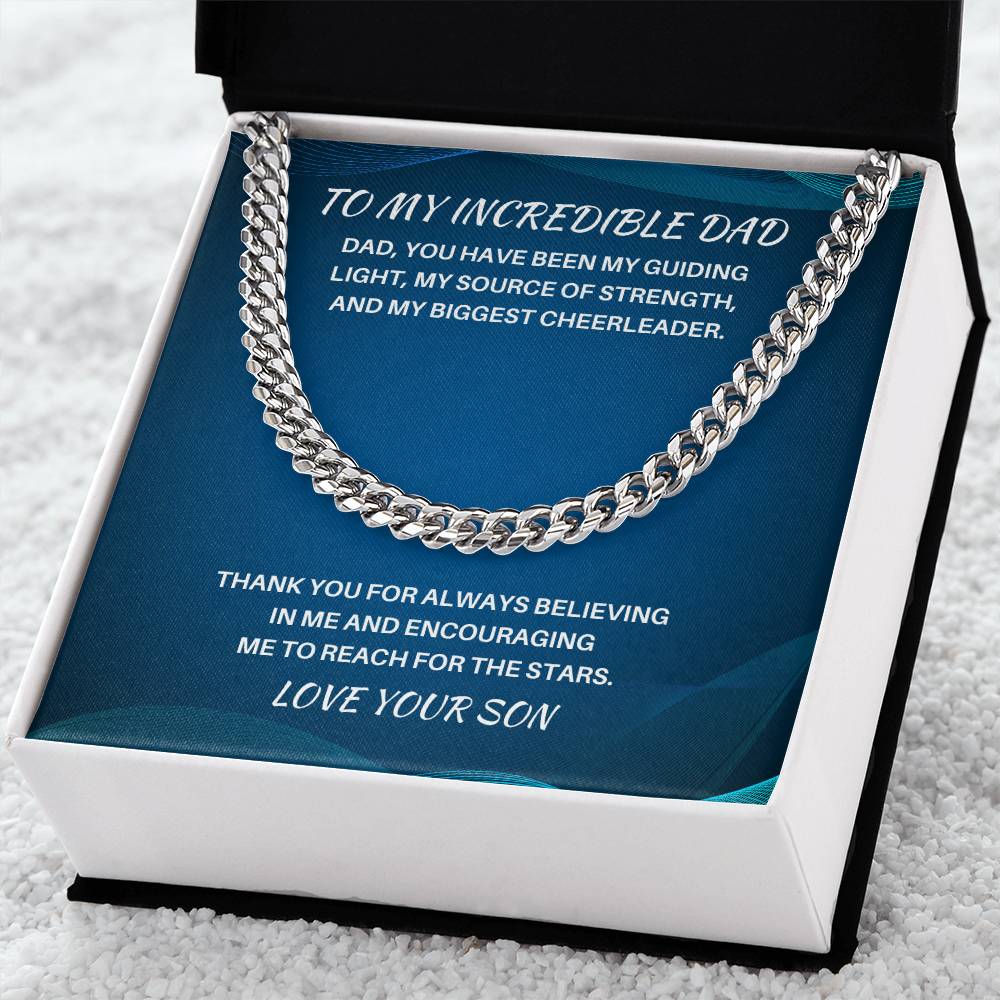 Dad- My guiding light-Cuban Link Chain - Essential Home Zone Essential Home Zone Stainless Steel / Standard Box Jewelry Dad- My guiding light-Cuban Link Chain