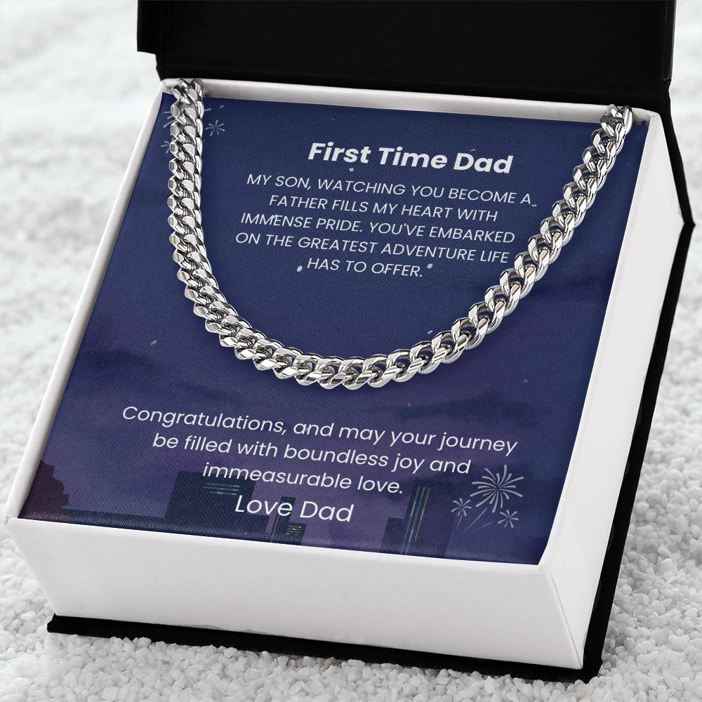 New Dad- Becoming a father-Cuban Link Chain - Essential Home Zone Essential Home Zone Stainless Steel / Standard Box Jewelry New Dad- Becoming a father-Cuban Link Chain