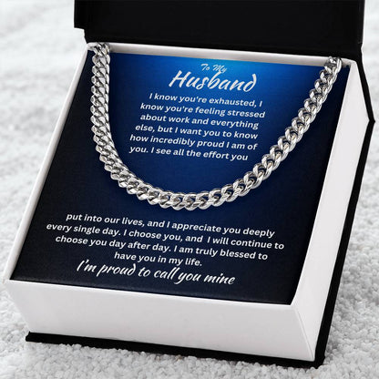 Husband- I am truly blessed -Cuban Link Chain - Essential Home Zone Essential Home Zone Stainless Steel / Standard Box Jewelry Husband- I am truly blessed -Cuban Link Chain