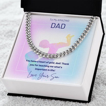 Dad- A heart of gold-Cuban Link Chain - Essential Home Zone Essential Home Zone Stainless Steel / Standard Box Jewelry Dad- A heart of gold-Cuban Link Chain