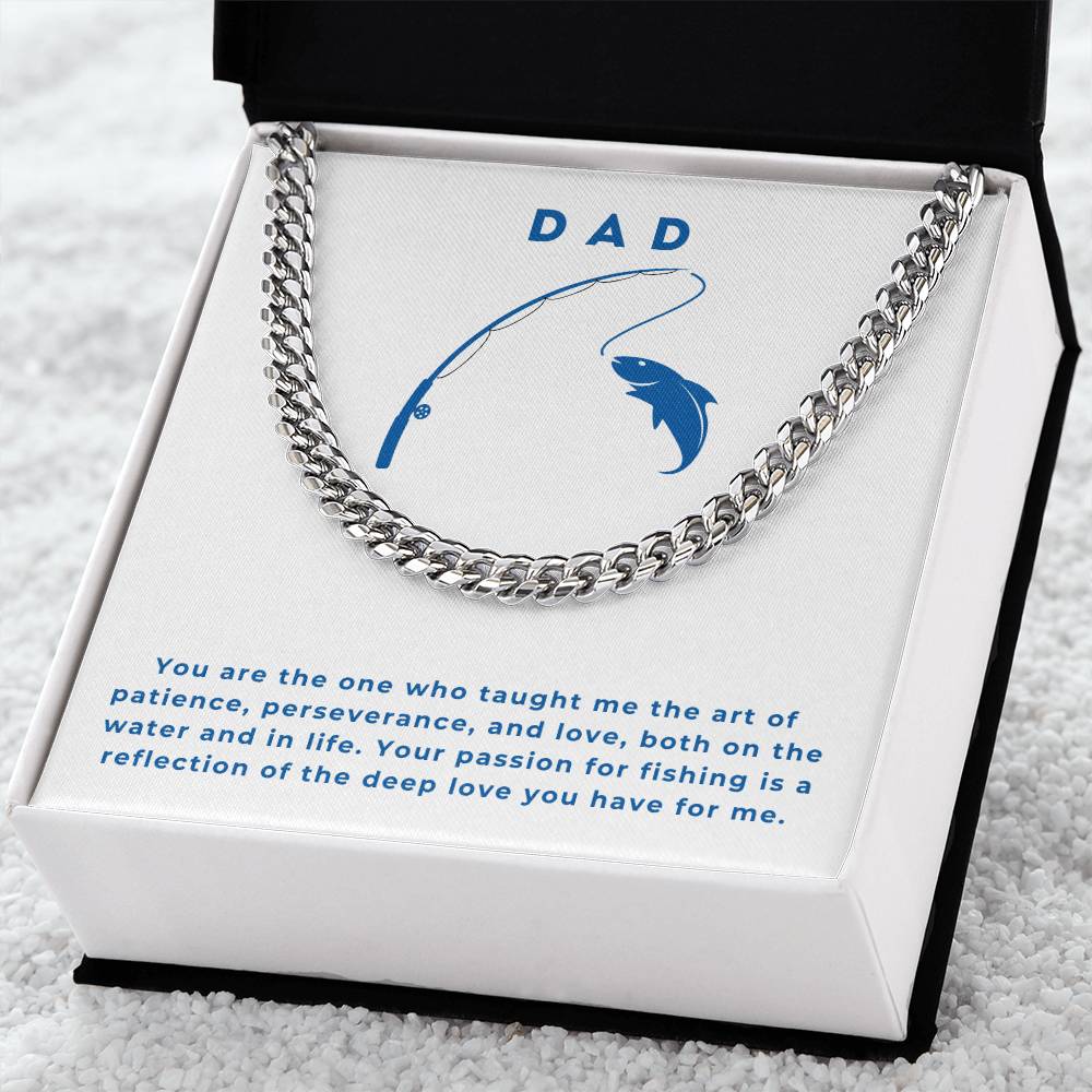 Dad- Taught me patience-Cuban Link Chain - Essential Home Zone Essential Home Zone Stainless Steel / Standard Box Jewelry Dad- Taught me patience-Cuban Link Chain