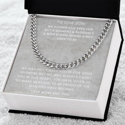 Son- The man you have become-Cuban Link Chain - Essential Home Zone Essential Home Zone Stainless Steel / Standard Box Jewelry Son- The man you have become-Cuban Link Chain