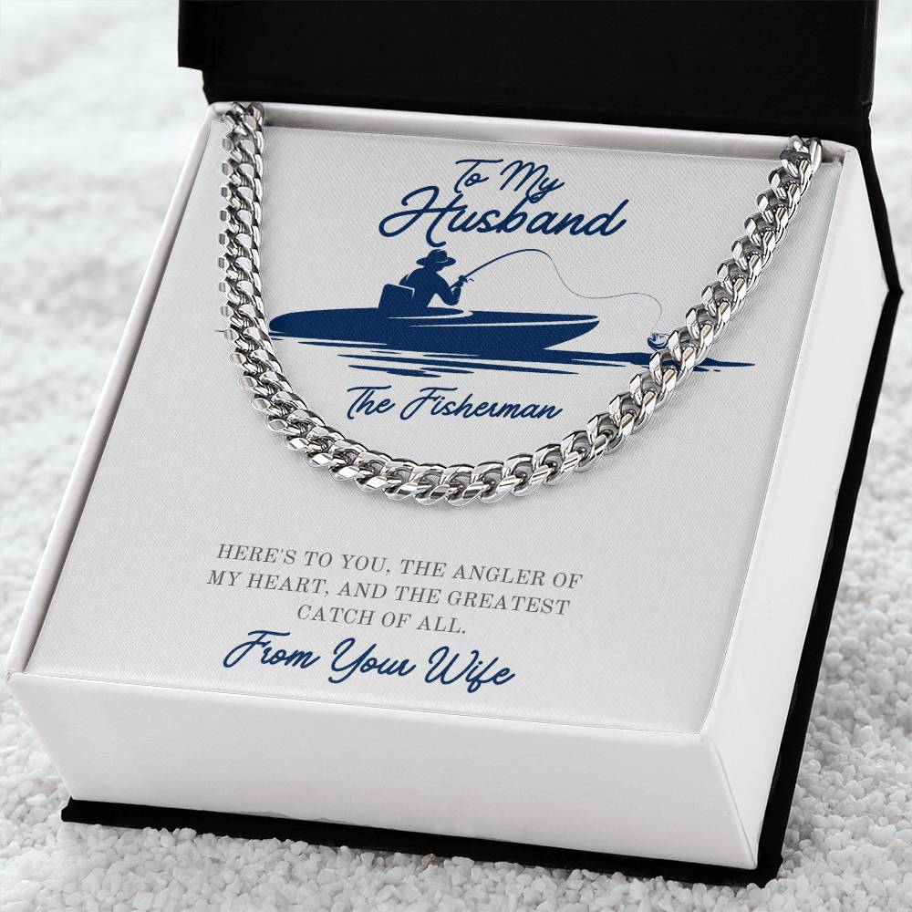 Dad- Angler of my heart-Cuban Link Chain - Essential Home Zone Essential Home Zone Stainless Steel / Standard Box Jewelry Dad- Angler of my heart-Cuban Link Chain