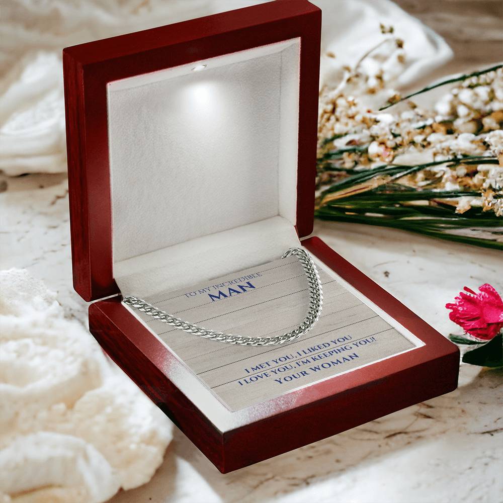 Husband- I met you-Cuban Link Chain - Essential Home Zone Essential Home Zone Stainless Steel / Standard Box Jewelry Husband- I met you-Cuban Link Chain