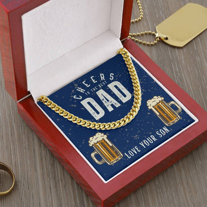 Dad- Cheers to the best dad-Cuban Link Chain - Essential Home Zone Essential Home Zone 14K Yellow Gold Finish / Luxury Box Jewelry Dad- Cheers to the best dad-Cuban Link Chain