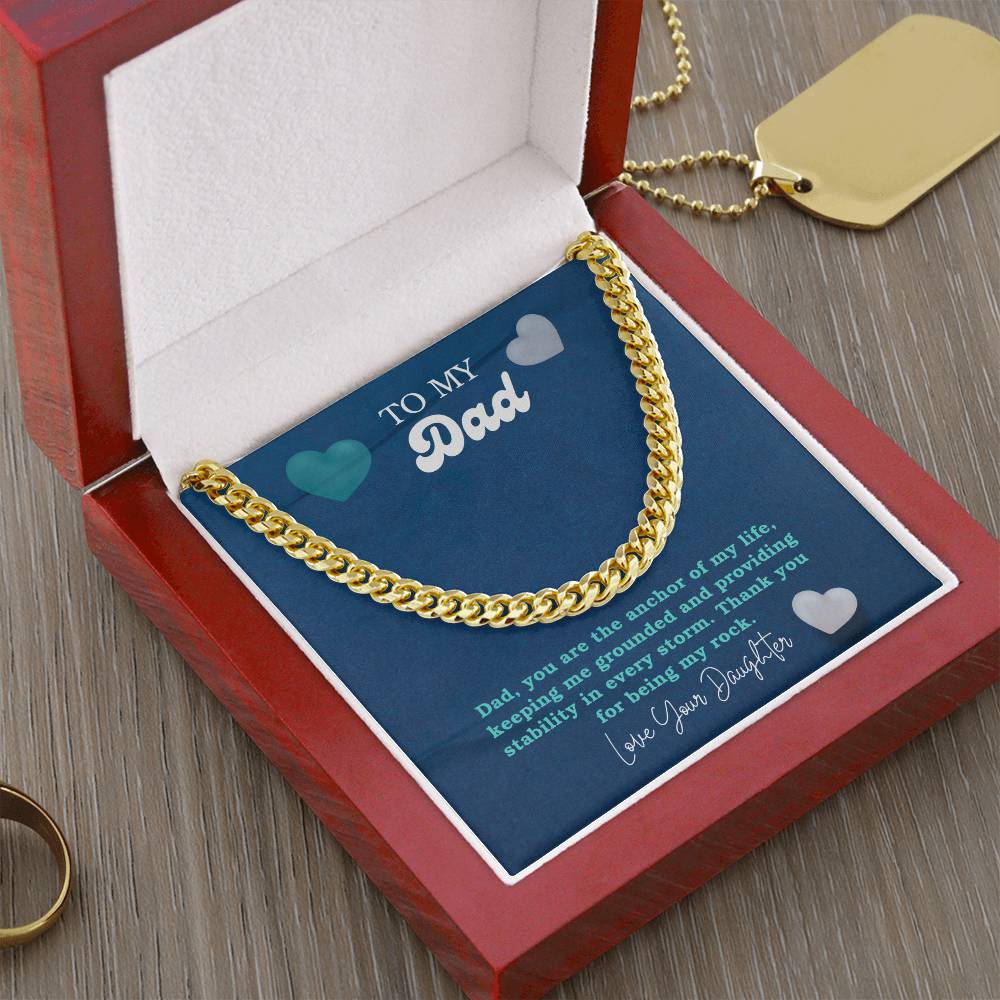 Dad- The anchor of my life-Cuban Link Chain - Essential Home Zone Essential Home Zone 14K Yellow Gold Finish / Luxury Box Jewelry Dad- The anchor of my life-Cuban Link Chain