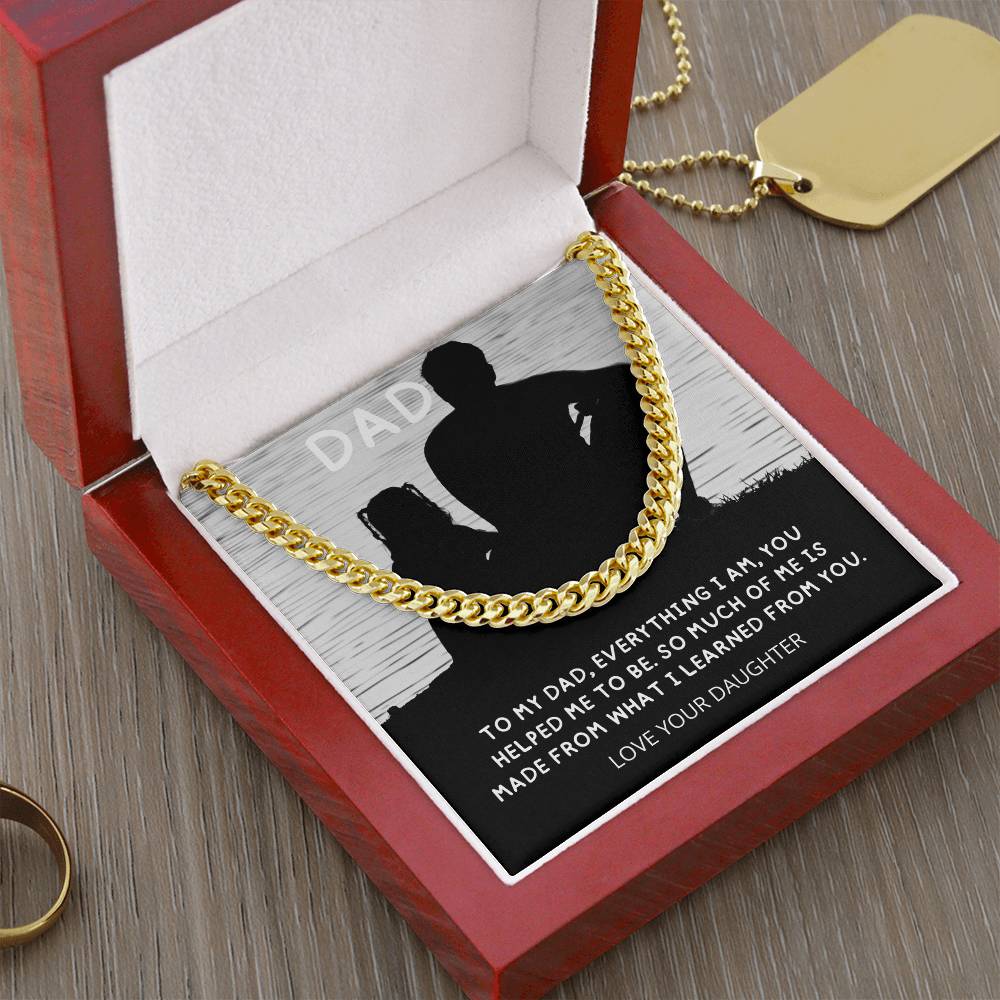 Dad- What I learned from you-Cuban Link Chain - Essential Home Zone Essential Home Zone 14K Yellow Gold Finish / Luxury Box Jewelry Dad- What I learned from you-Cuban Link Chain