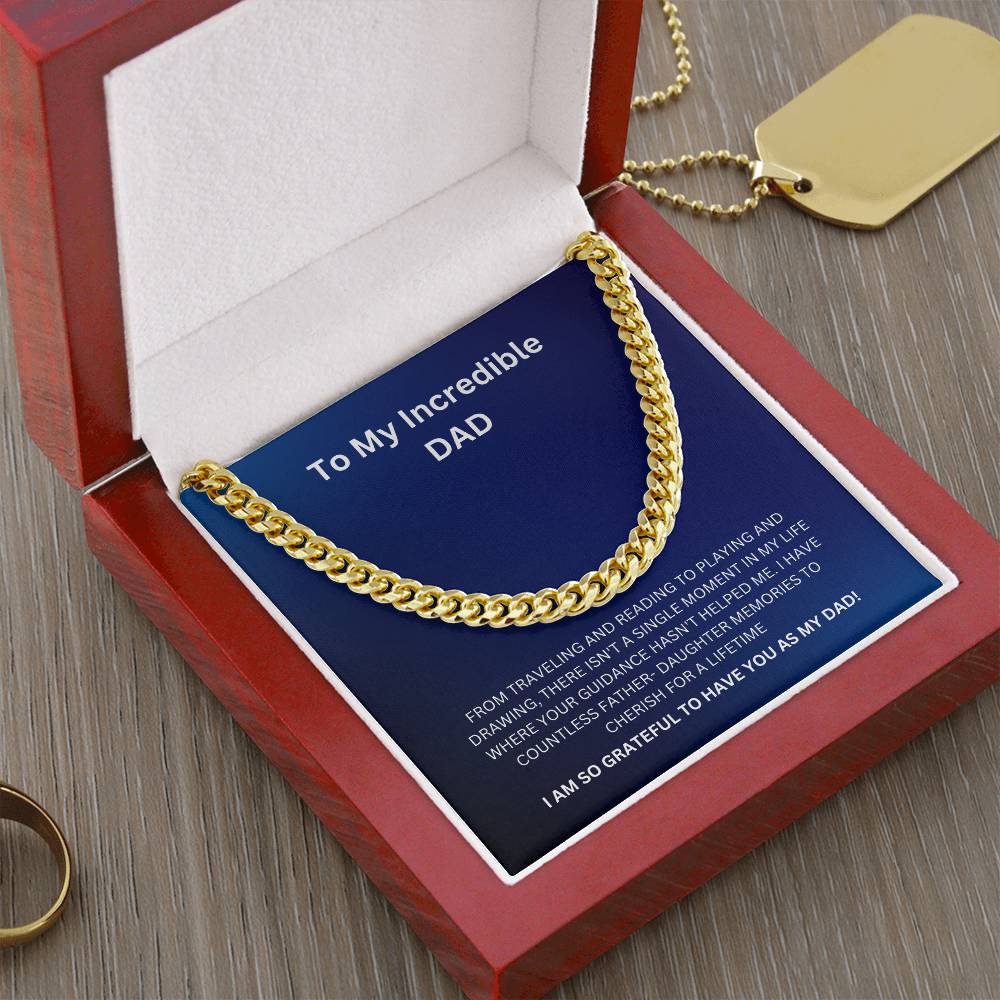 Dad- To have you as my dad-Cuban Link Chain - Essential Home Zone Essential Home Zone 14K Yellow Gold Finish / Luxury Box Jewelry Dad- To have you as my dad-Cuban Link Chain