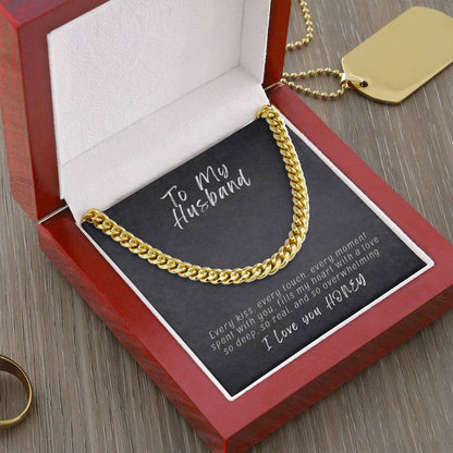 Husband- Fills my heart-Cuban Link Chain - Essential Home Zone Essential Home Zone 14K Yellow Gold Finish / Luxury Box Jewelry Husband- Fills my heart-Cuban Link Chain