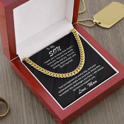 Son- You are my world-Cuban Link Chain - Essential Home Zone Essential Home Zone 14K Yellow Gold Finish / Luxury Box Jewelry Son- You are my world-Cuban Link Chain