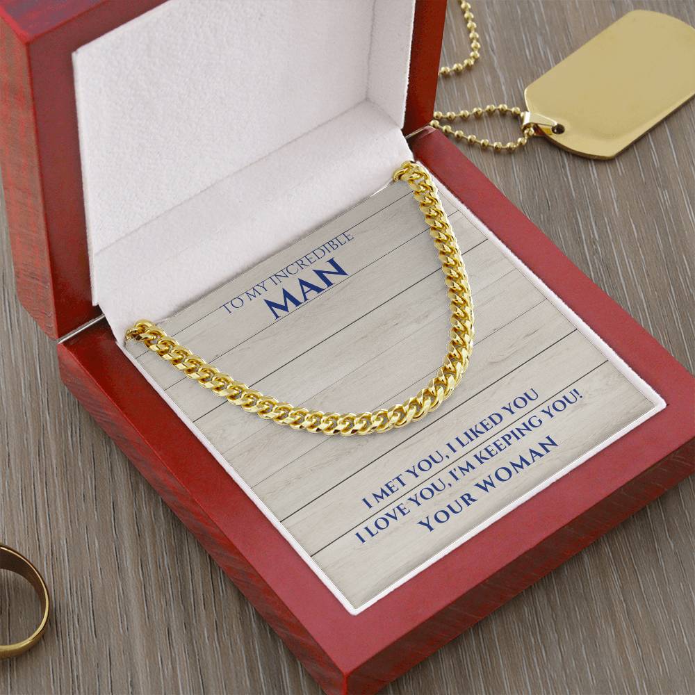 Husband- I met you-Cuban Link Chain - Essential Home Zone Essential Home Zone 14K Yellow Gold Finish / Luxury Box Jewelry Husband- I met you-Cuban Link Chain