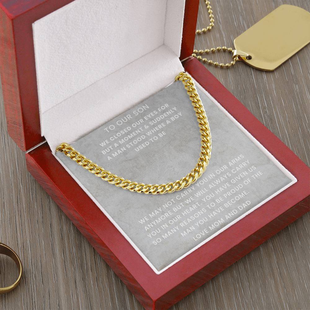 Son- The man you have become-Cuban Link Chain - Essential Home Zone Essential Home Zone 14K Yellow Gold Finish / Luxury Box Jewelry Son- The man you have become-Cuban Link Chain