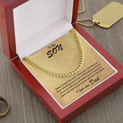 Son- One of three places-Cuban Link Chain - Essential Home Zone Essential Home Zone 14K Yellow Gold Finish / Luxury Box Jewelry Son- One of three places-Cuban Link Chain