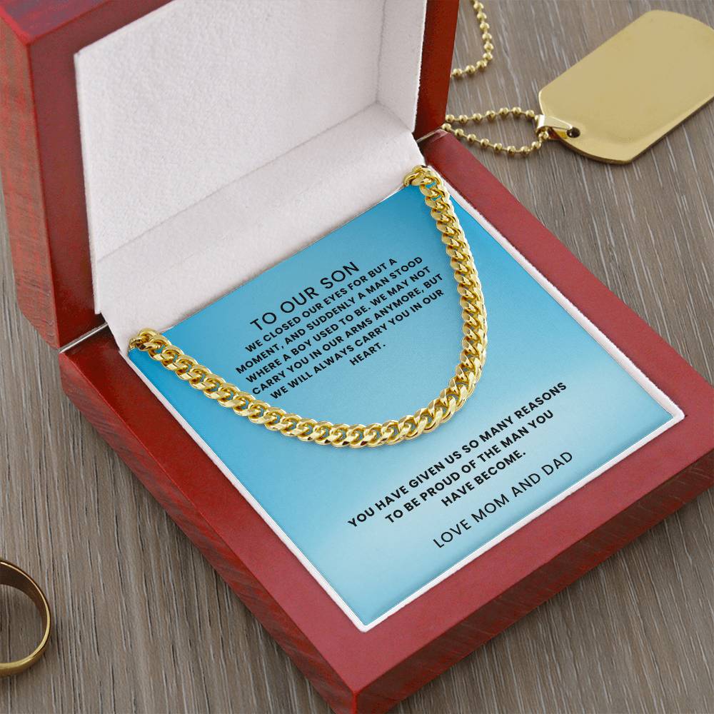 Son- The man you have become-Cuban Link Chain - Essential Home Zone Essential Home Zone 14K Yellow Gold Finish / Luxury Box Jewelry Son- The man you have become-Cuban Link Chain