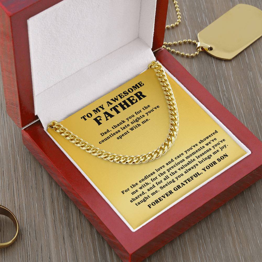 Dad- The endless love-Cuban Link Chain - Essential Home Zone Essential Home Zone 14K Yellow Gold Finish / Luxury Box Jewelry Dad- The endless love-Cuban Link Chain