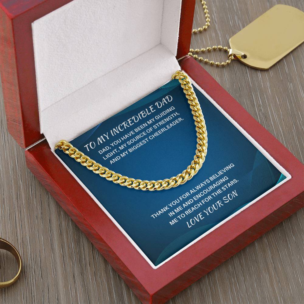 Dad- My guiding light-Cuban Link Chain - Essential Home Zone Essential Home Zone 14K Yellow Gold Finish / Luxury Box Jewelry Dad- My guiding light-Cuban Link Chain